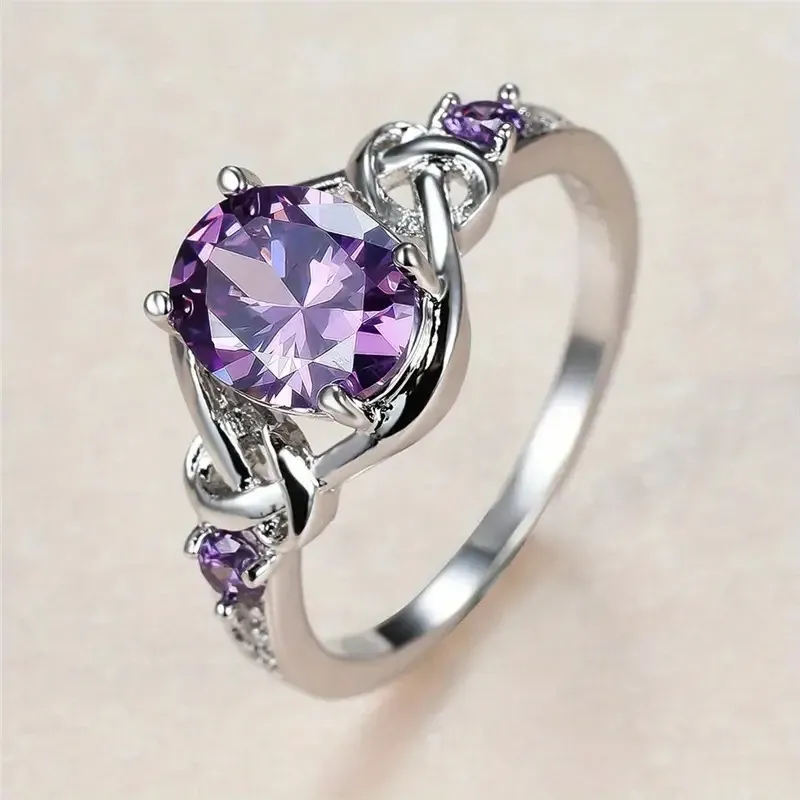 Bands Huitan New Purple Cubic Zirconia Rings Women for Wedding Gorgeous Colored CZ Female Rings Temperament Elegant Jewelry Fancy Gift