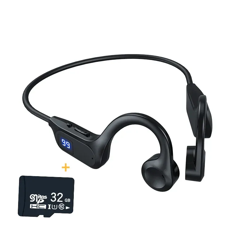 Hörlurar Luftledning hörlurar Bluetooth 5.2 Trådlösa hörlurar Vattentät MP3 -spelare Sports headset Mic för träningspass som kör körning