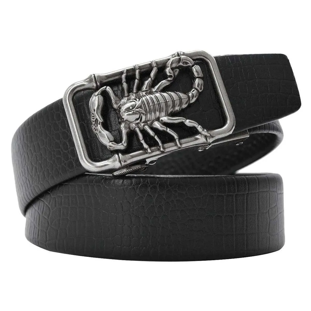 Waist Chain Belts Men Plus Large Size 130 140 150 160 170cm Scorpion 3D Buckle Belts Leather Automatic Buckle Punk Belt Designer Belt Animal 2023 Y240422