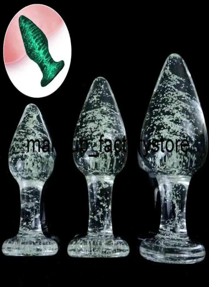 マッサージ10 cm luminous glass buttプラグアナルおもちゃのおもちゃエロティッククリスタルジュエリービーズカップ