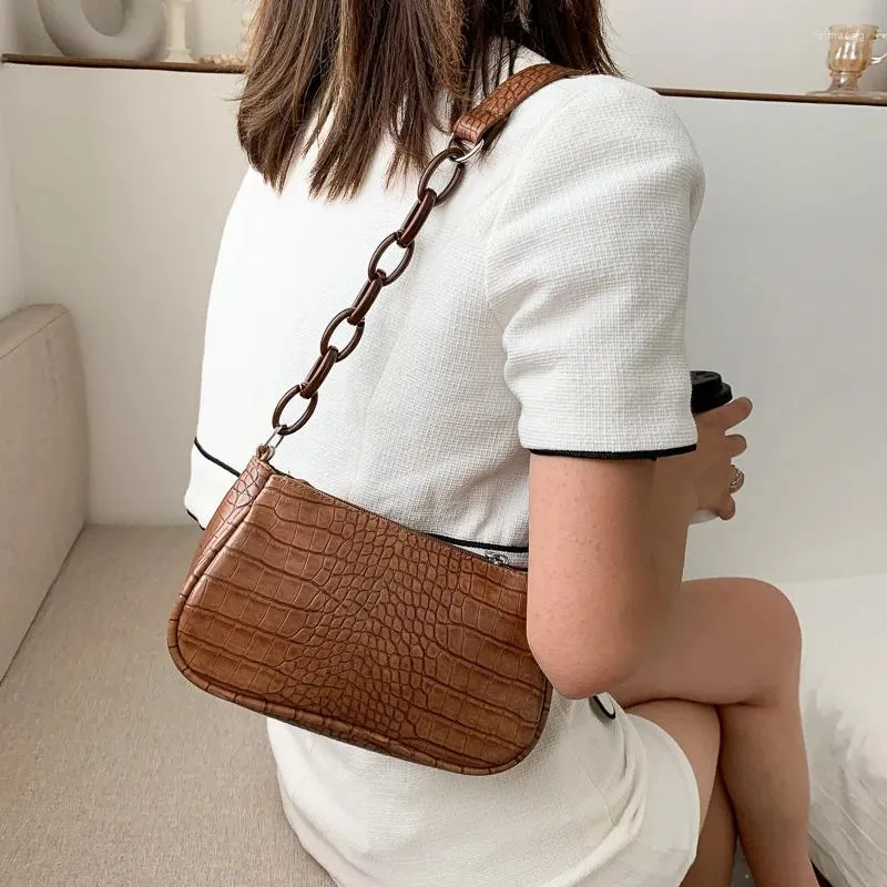 Bag Trend Women's Shoulder PU Leather Milk Tea Color Underarm 2024 Fashion Elegant Sling Handbag Zipper Small Square