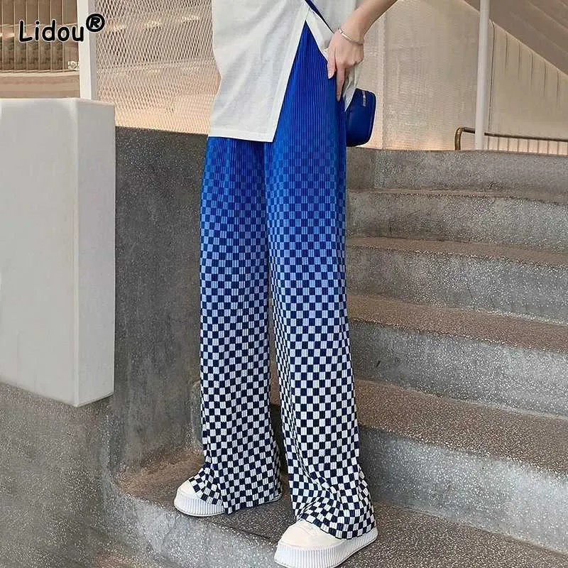 Women's Jeans Womens fashion gradient plain loose straight wide pants casual summer oversized comfortable trendy hip-hop clothing Y240422