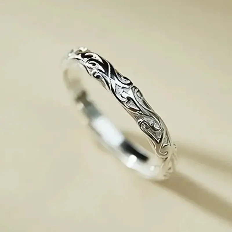 Bandas Huitan Metal Silver Color Caped Pattern Women Rings Thin Rings Temperamento Acessórios de Acessórios Moda Moda VERSÁTIL 2023