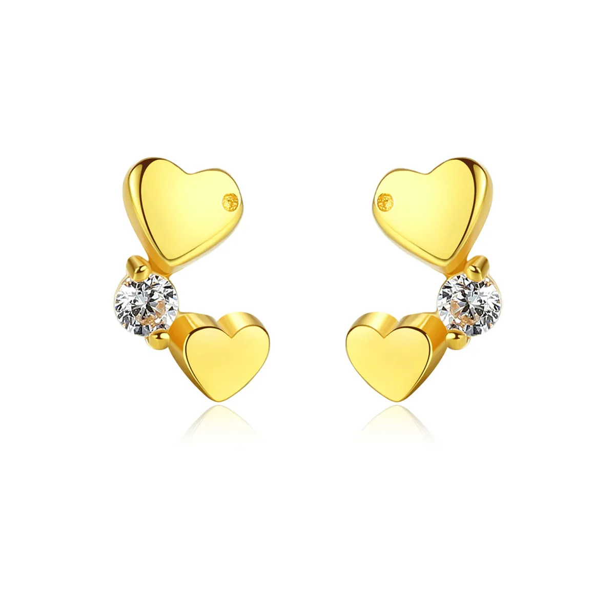 New Fashion Heart Stud Ohrringe S925 versilbert mit 18 Karat Gold Zirkon Marke Korean romantische süße Herz exquisite Ohrringe Schmuck Valentinstag Geschenk SPC