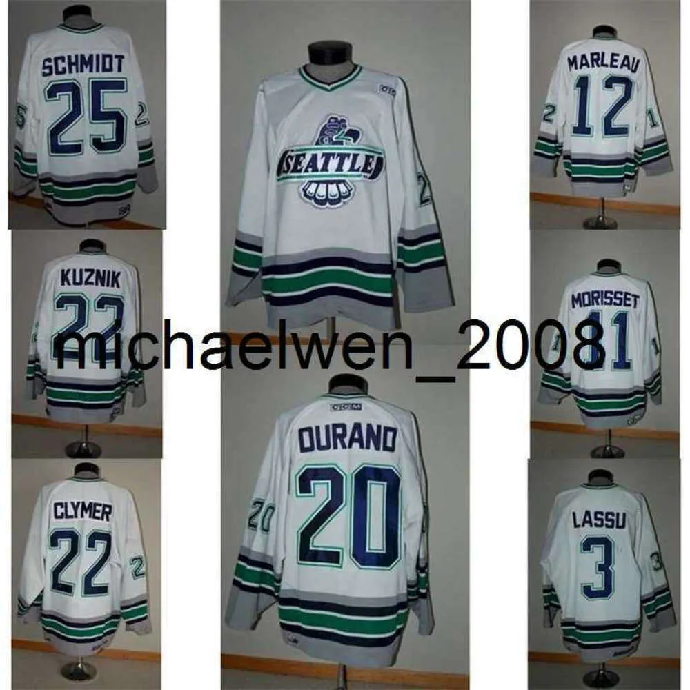 Kob Weng Custom Herren Frauen Kinder WHL Thunderbirds 3 Dion Lass 25 Chris Schmidt 12 Patrick Marleau 22 Greg Kuzice Ice Hockey Trikots Tor