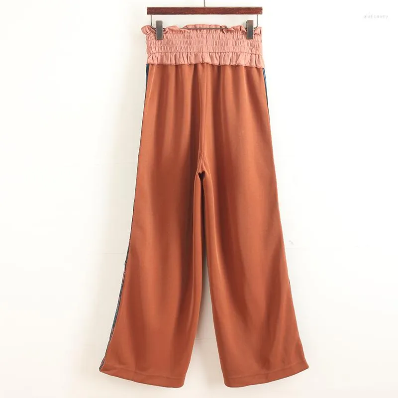 Women's Pants Spring Korean Style Loose Slim Looking Wide Leg Knitted Elastic Waist Cut Label