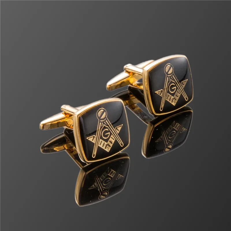 Links Hot Fashion Men Cuff Links Links Cufflinks Botões de mangas maçônicas Designer de manga para Maçonaria e Compússica com G