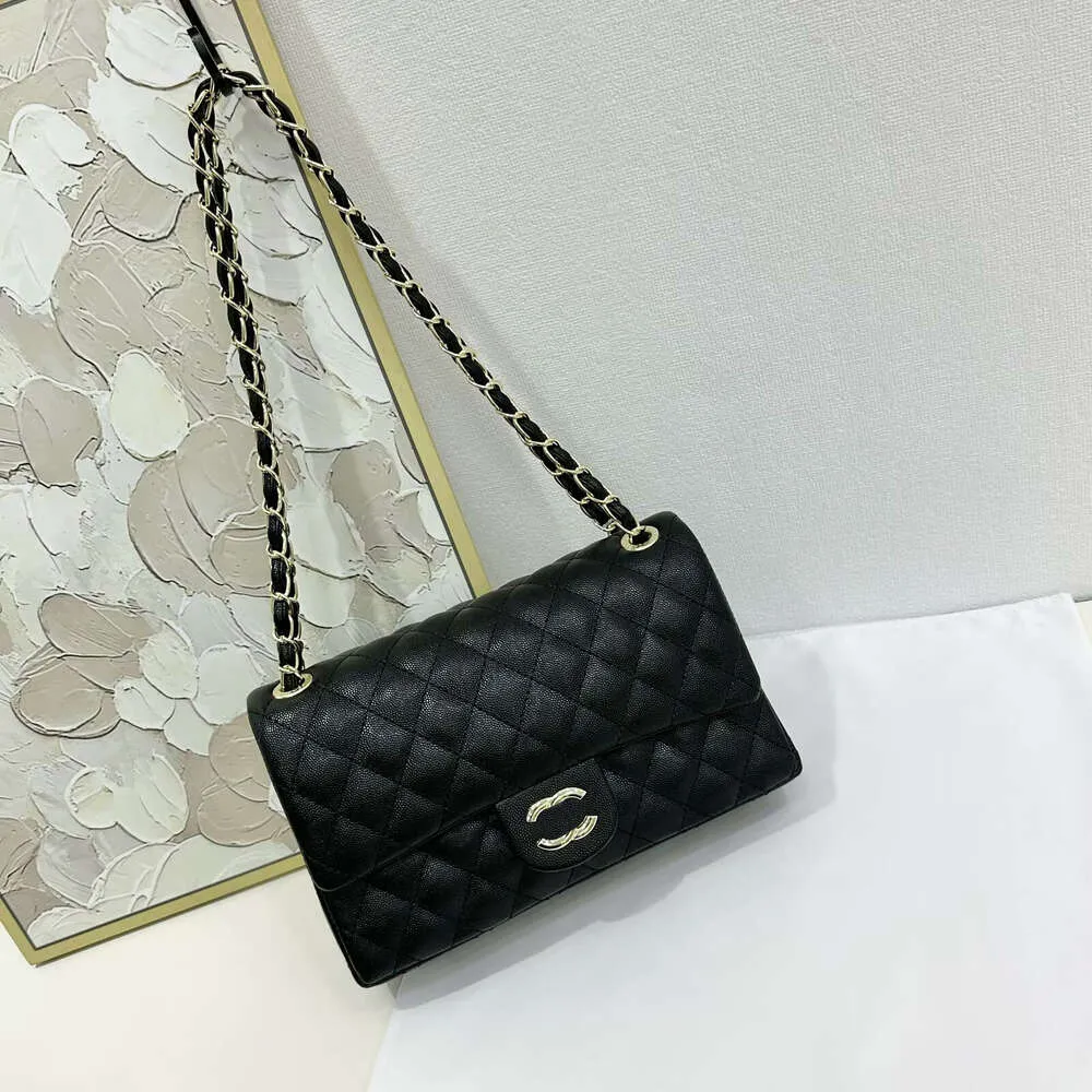 Designer de luxo bolsa de caviar 1112 Classic Premium Leather Fashion Ladies quadrado Bolsa de ombro gordo 25 cm Mini Crossbody Bag Letters Double Letters