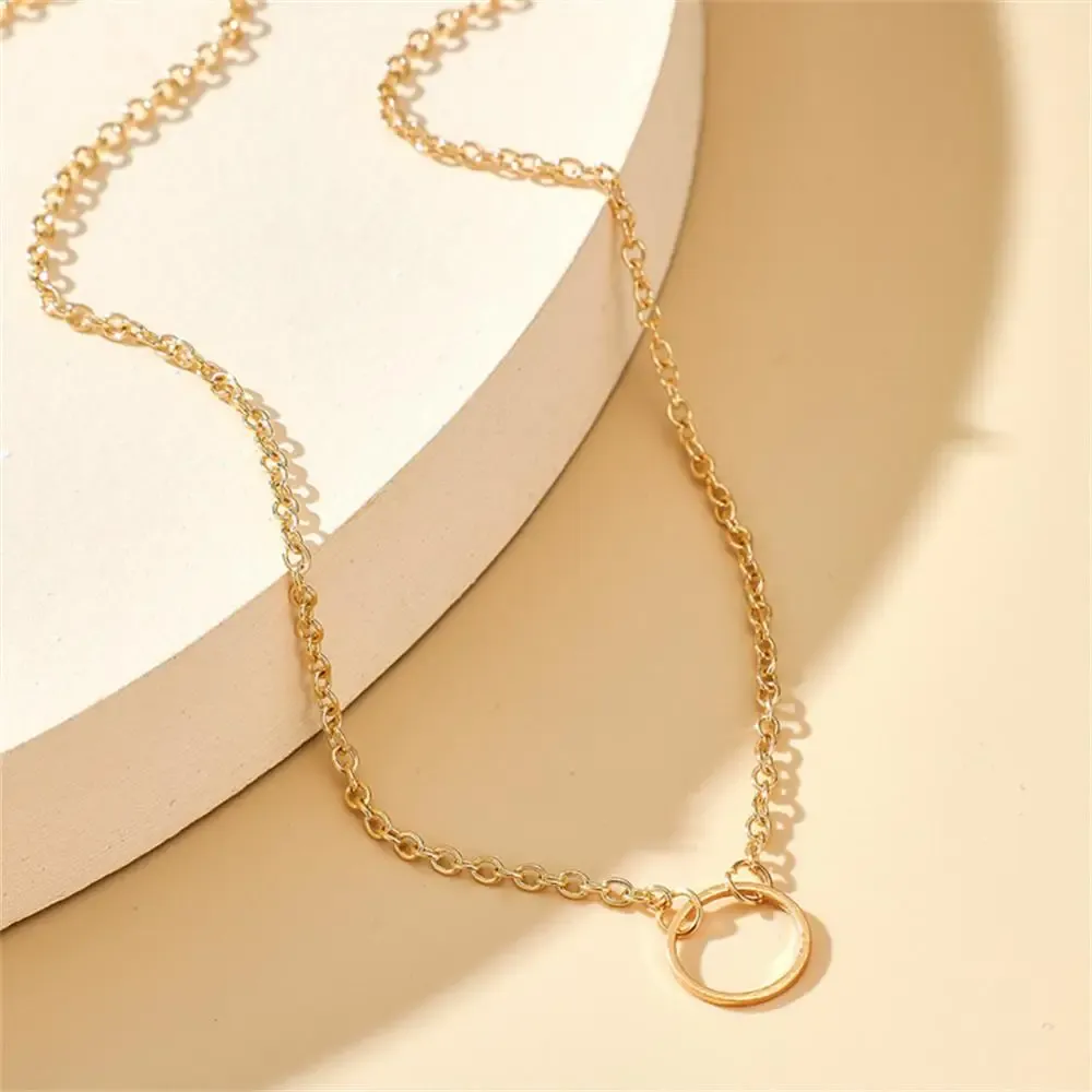 Halsband Populära runda cirkelhalsband för kvinnor rostfritt stål enkelt geometriska casual choker halsband smycken gåva