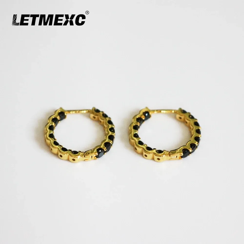 Boucles d'oreilles Letmexc Black Moissanite 925 Silver Gold plaqué Classic Fashion Moucles d'oreilles en diamant
