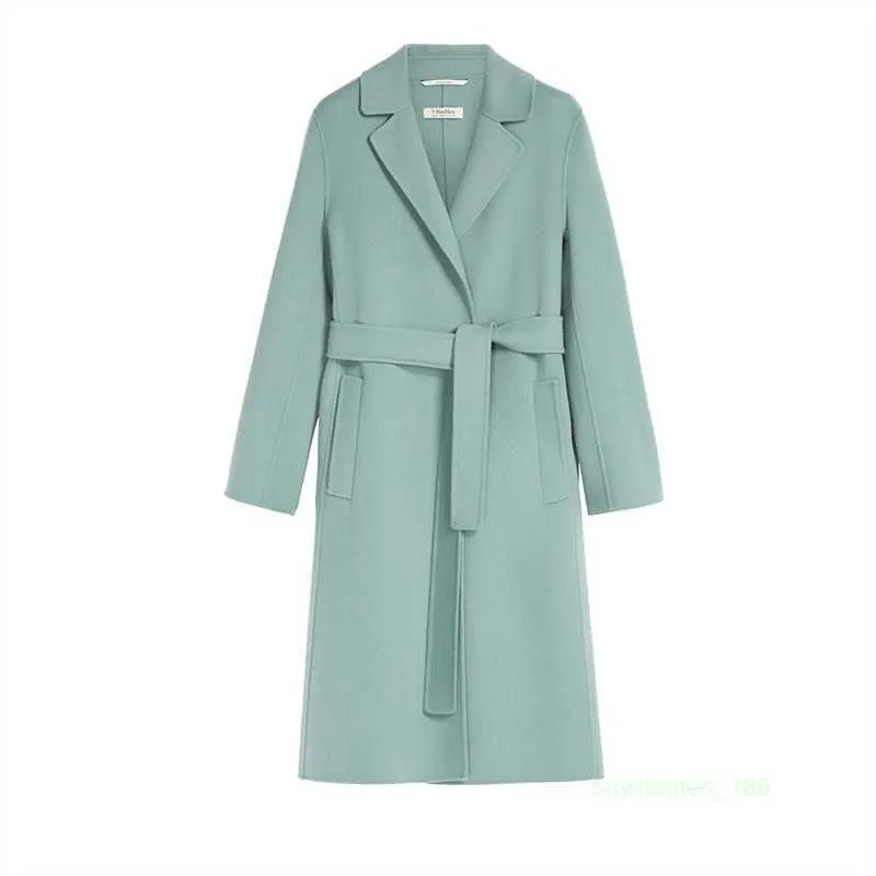 Designer Coat Cashmere Coat Luxury Coat Maxmara Womens New Lapel Handsewn Double Layer Pure Wool Fabric Mid Length Coat
