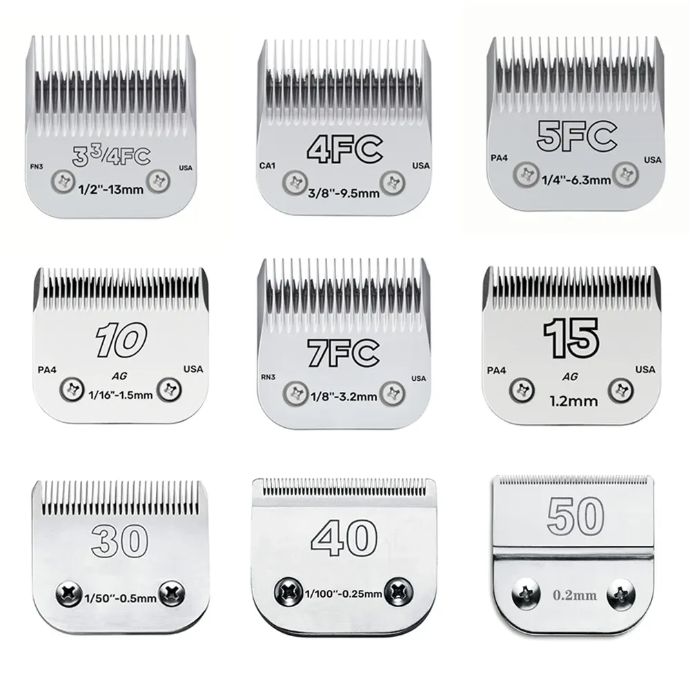 Düzelticiler 3f 4f 5f 7f 9# 10# 30# 40# 50# Profesyonel Pet Clipper Blade A5 Blade Fit Çoğu Andis Oster Clippers Pet Clippers Seramik Blade