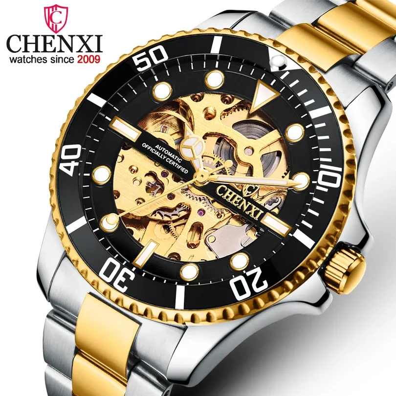 Horloges chenxi 2023 nieuwe drop shipping heren mechanisch horloges kijken naar automatische mechanische klok uit holte -wijs ontwerp polshorloges