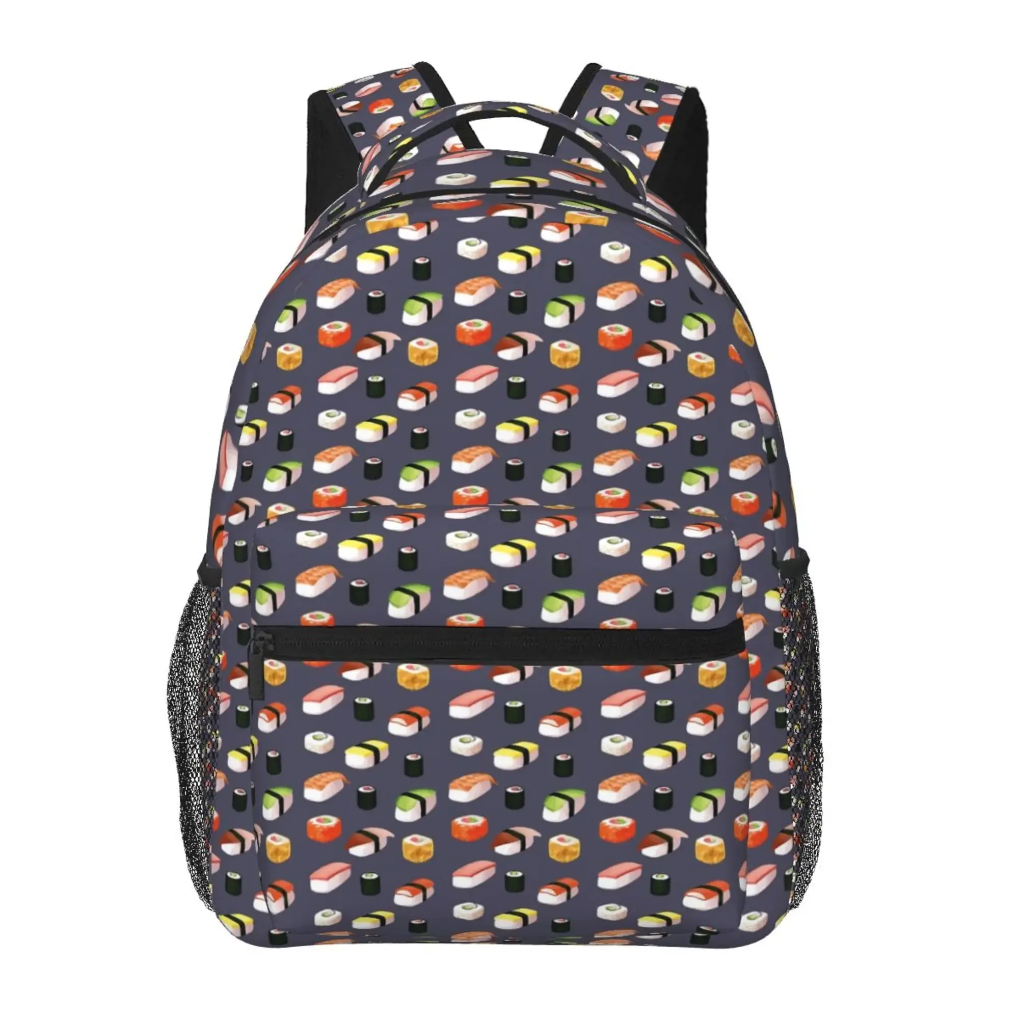 Bags Japanese Sushi Pattern Multifunction Backpack Classic Basic Water Resistant Casual Daypack for Travel with Bottle Side Pockets