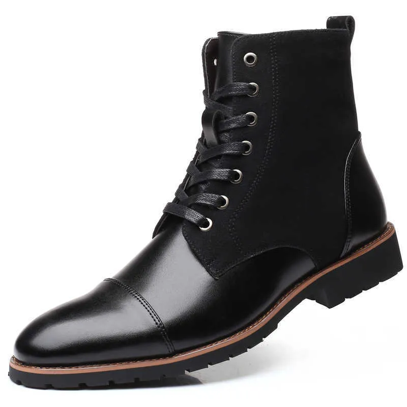 HBP sin marca sh10358a botas de cuero de estilo caliente hombres botas de invierno de alto corte hombres