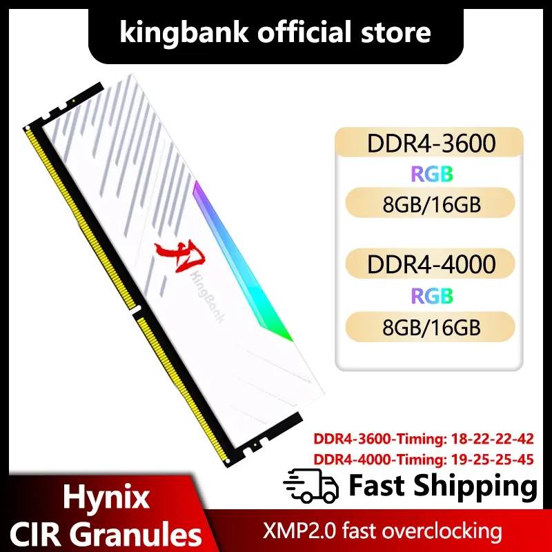 Strips Kingbank RGB DDR4 3600MHz 8GB 16GB 4000 16 GB komputerowy moduł pamięci Seria Seria RGB Light Pasek CJR Granulki Hynix