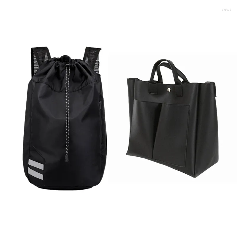 Bag Drawstring Beam Pocket Sports Fitness & Pu Leather Laptop Fashion Lady Retro Messenger