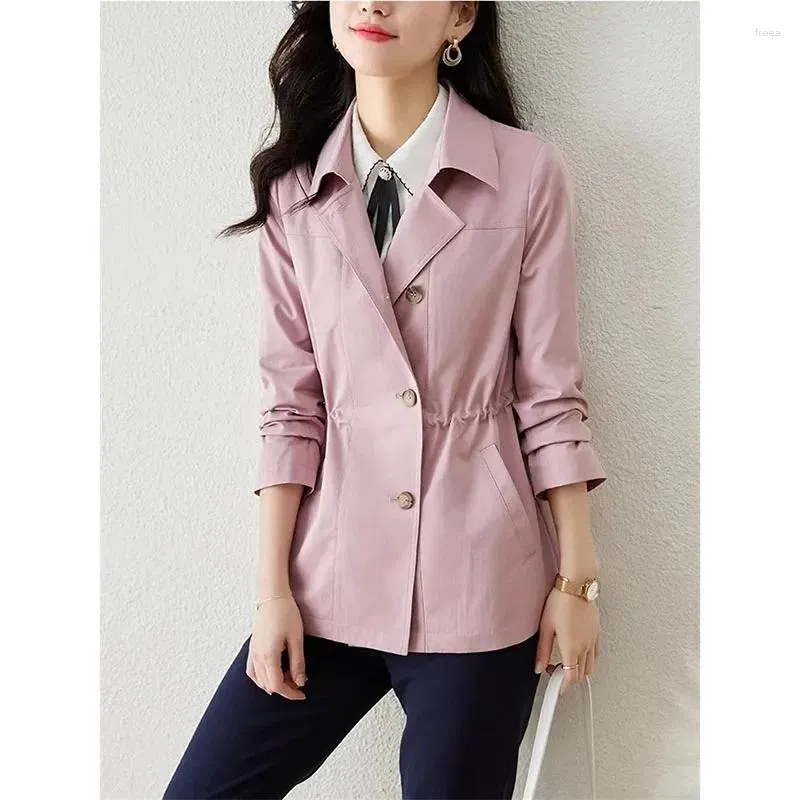 Trench da donna Trench Coats Windbreaker 2024 Spring Korean Wild Shee Fashion Giacca rosa rivestimento per studente