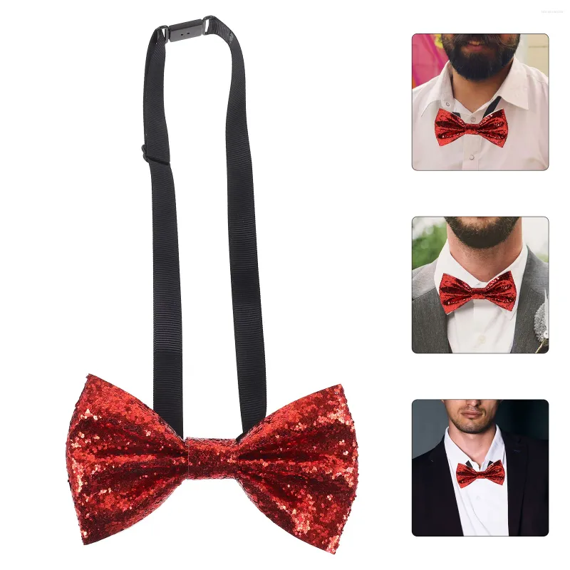 Bow Ties verstelbare tie Performance Banquet Banquet Children's Single Adult British Glitter Pu Color (Red) Men Pretied