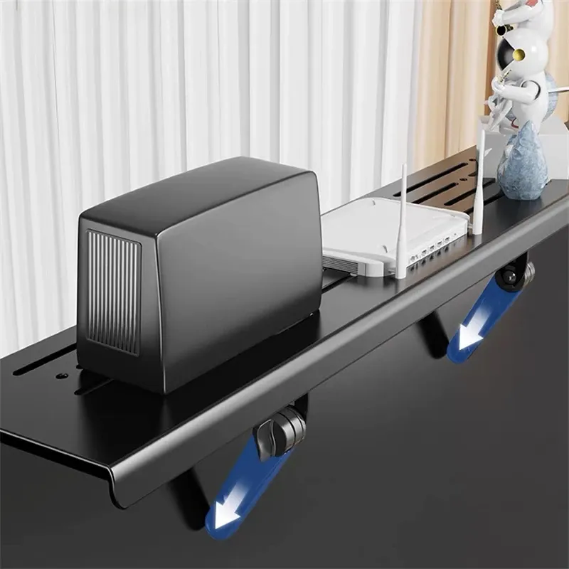 Racks Desk Organizer Settop Box Display Router Televisie Place Bracket op de bovenste drijvende plank opbergrek beugel punch gratis beugel