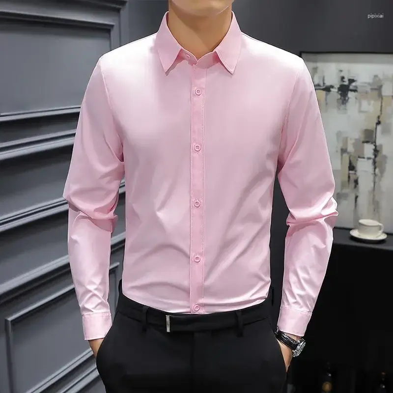 Men's Dress Shirts Man Shirt Oversize Office Long Sleeve Red For Men Formal Summer I Casual Tops With Sleeves Elegant Brand Sale