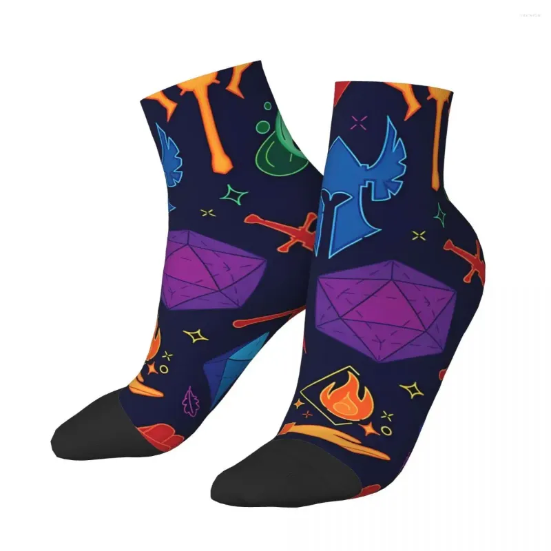 Herrensocken für immer Farb -Knöchel -DND -Spiel Unisex Streetstyle Nahtloses gedrucktes lustiges Geschenk mit niedriger Socke