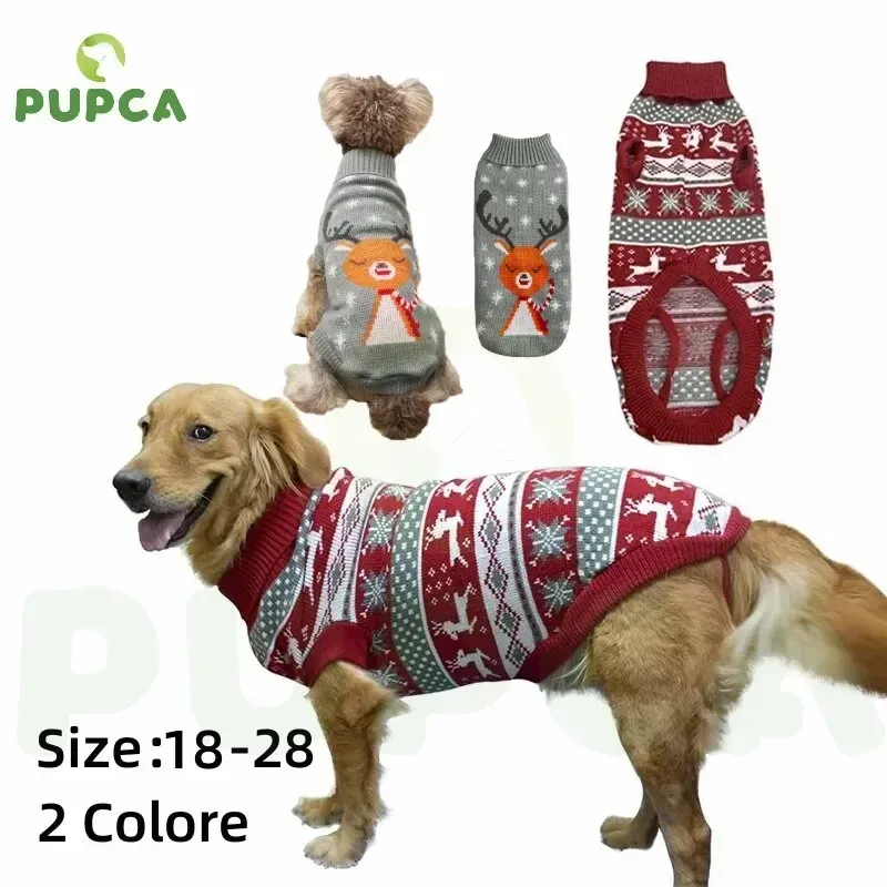 Sweaters pupca hond lelijke kerst rendier trui trui kerstdier winter gekweekt kleren warme coltrui trui trui outfit voor middelgrote grote honden