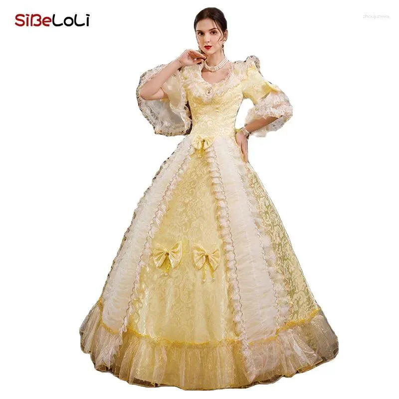Festklänningar Rococo Champagne Victorian Style Dress Women Prom Clown Clothing Historical Costume