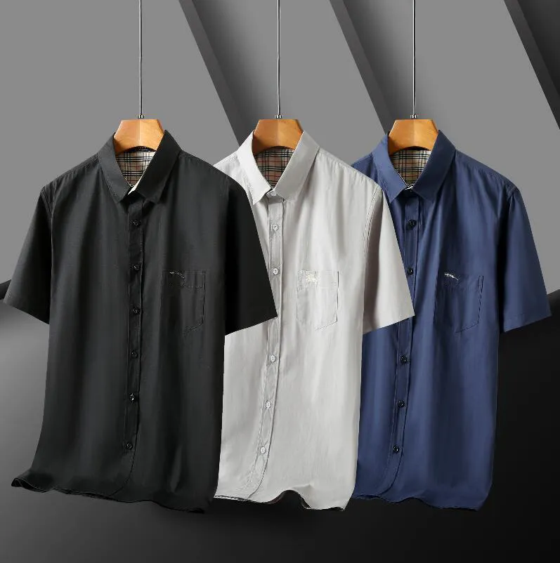 Designers de bordados de pônei camisas de vestido masculinas Brands de camisa xadrez casual de moda masculino masculino slim fit shirts m-3xl