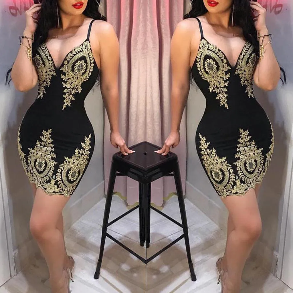 Robe de gaine femme en dentelle V sexy