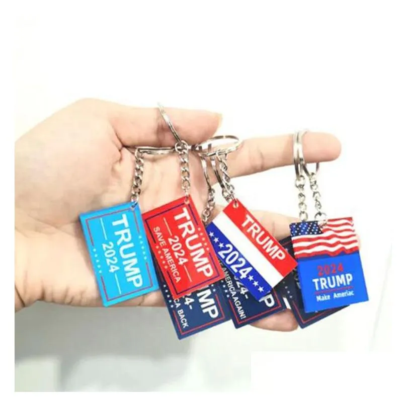 Outra festa de evento fornece a eleição dos EUA 2024 Decoração de casa pendente Trump Slogan Slogan Keychain Drop Delivery Garden Festive Dhyon