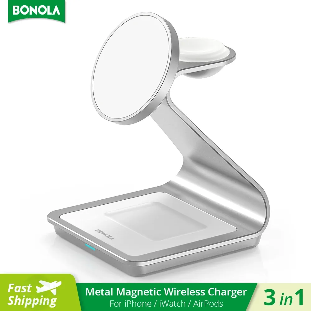 充電器Bonola Zタイプメタル3IN1 iPhone用ワイヤレス充電器13/15/14 Pro Max Fast MacSafe Wireless Chargers for Apple Watch 8/AirPods 2