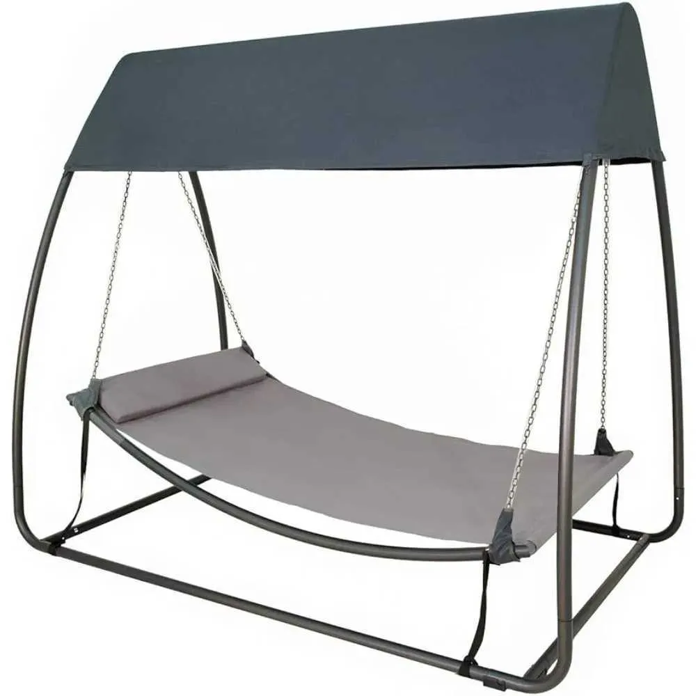 Camp Furniture 7.6L X 4.5W X 6.7 Swing Hammock Canopy Swing Hanging Bed for Backyard Camping Tent Garden Porch Dark Grey Patio Foot Rest Y240423