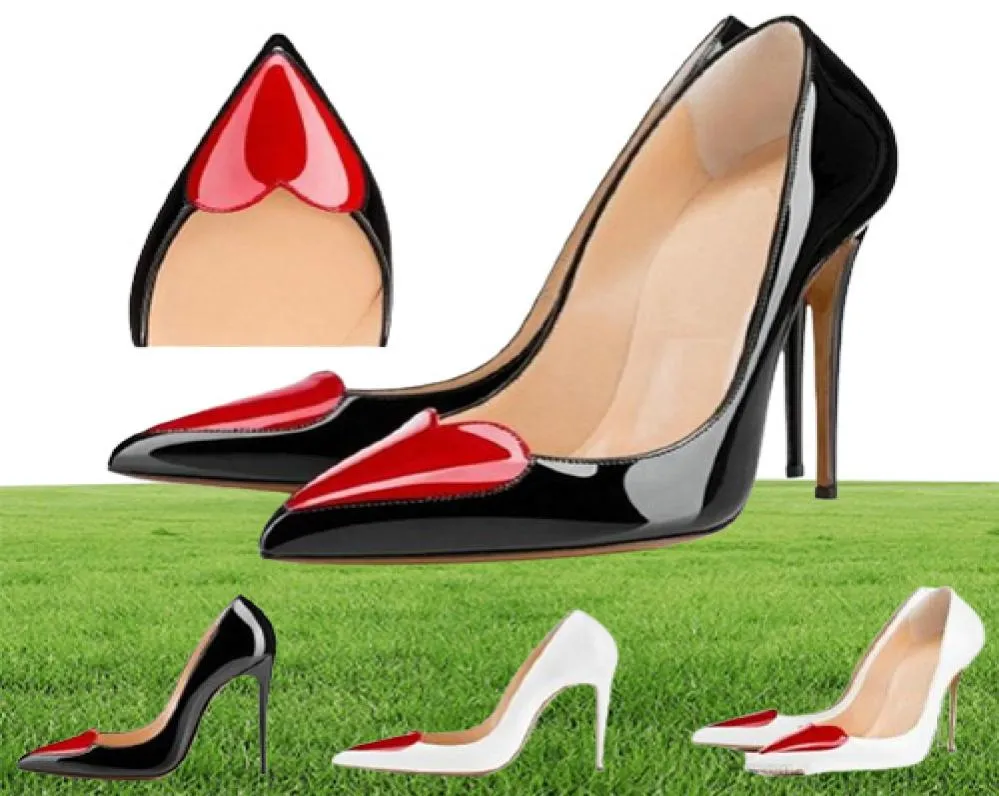 Brand Designer Colours Ladies Kobiety Pumps High Heels Buty Woman Party Suknia ślubna Wskazana palca but stiletto w kształcie serca2259633