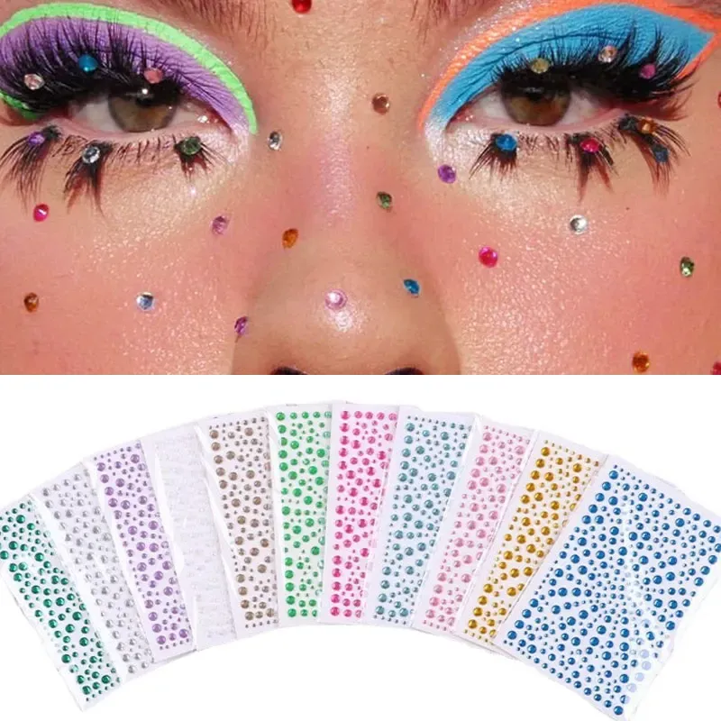 Tatoeages diy gezicht sieraden sticker kinderen oog make -up rhinestone tijdelijke waterdichte nep tattoo cute festival kunstmeisjes diamant