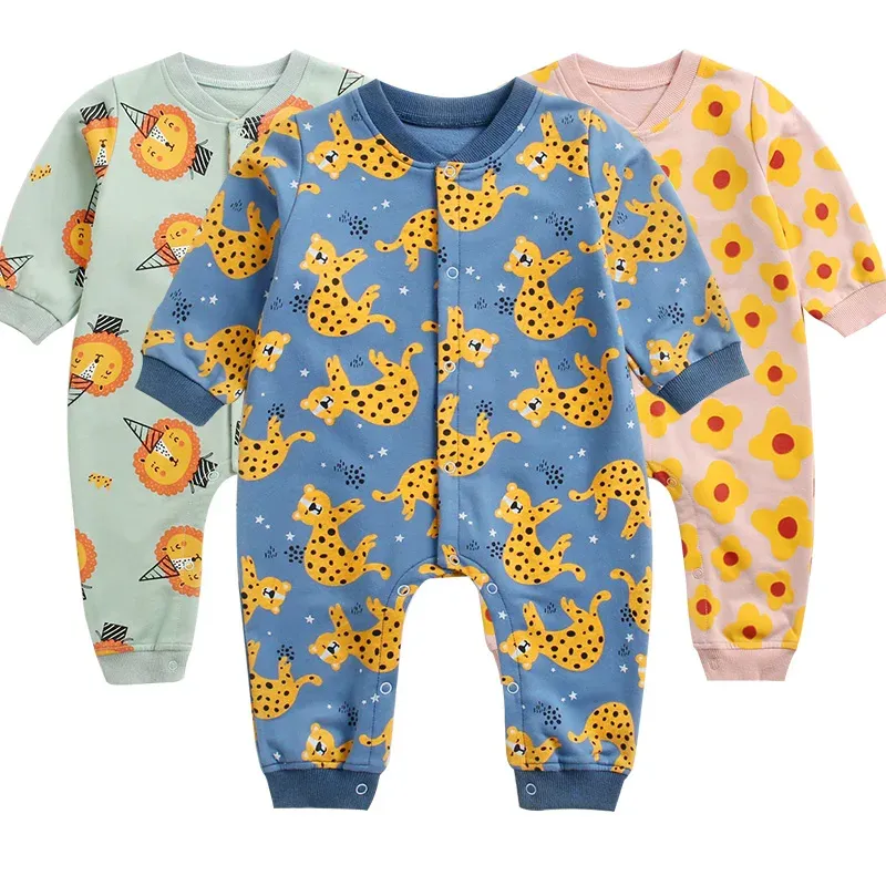 Jednoczęściowe dziecko Kleding en NaJaar Katoen Lange Mouwen Een Stuk Jongens en Meisjes Cartoon Leuke Romper Pasgeboren Romper Baby Joks