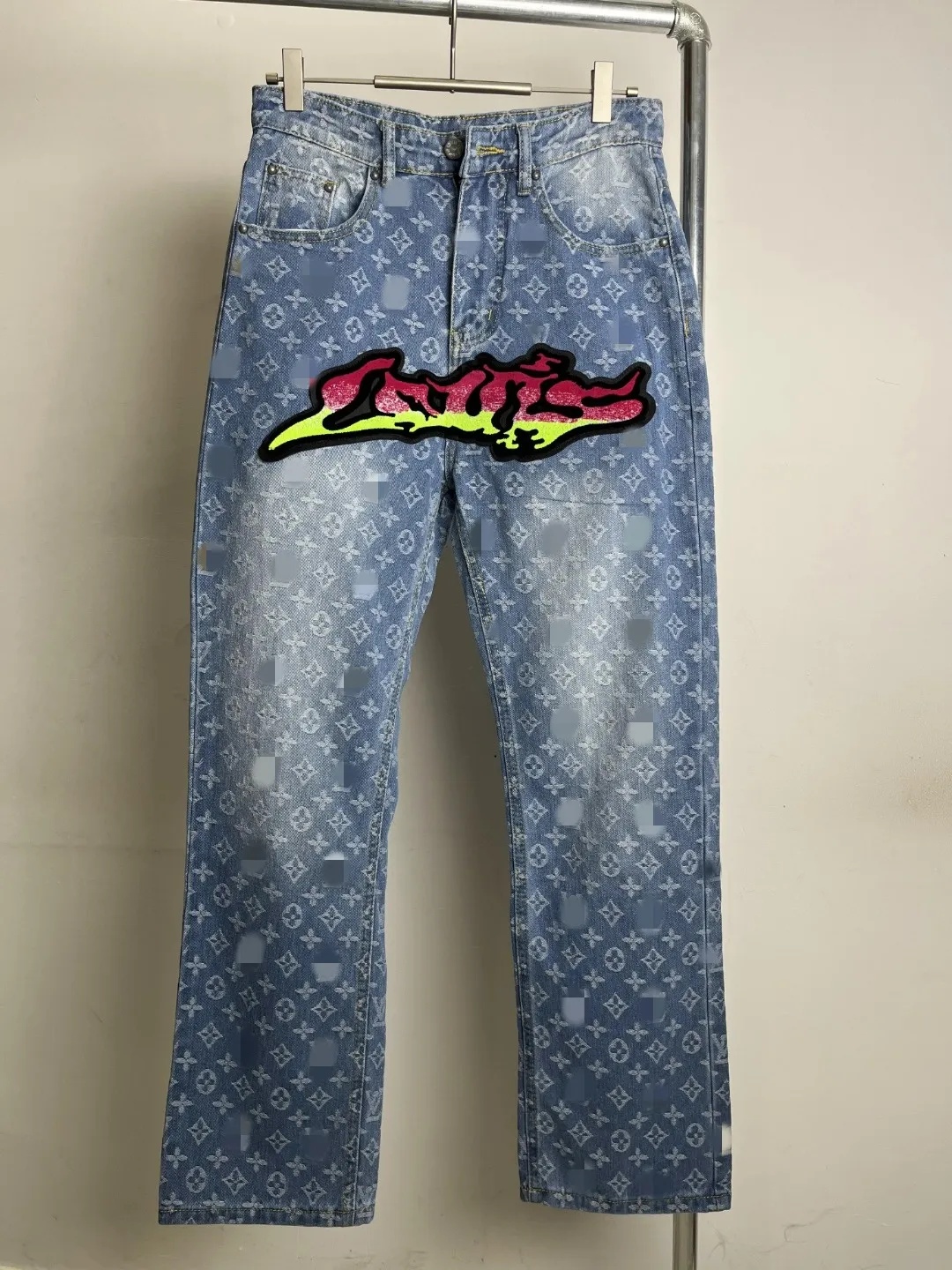 Damas Graffiti Graffiti Impreso Jeans New Jeans Designer Jeans High Street Jeans Jeans Jeans Jeans Rock and Roll Jeans