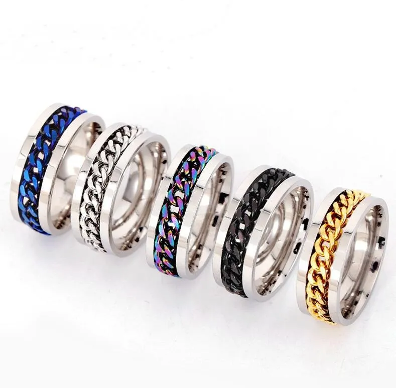 Multifunctionele ring Opening flessen Bierringen kunnen worden gedraaid om druk te verminderen Men Chain Titanium roestvrijstalen sieraden 5 -stkmixen (kies elke stijl Totaal 5 5PC)