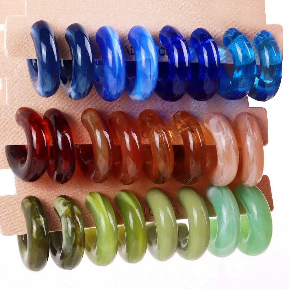 Kolczyki Vintage 4 pary/zestaw kolorowe akrylowe małe kolczyki dla kobiet bokos żywiczny geometryczny kształt Kształt Kolczyka 2023 biżuteria