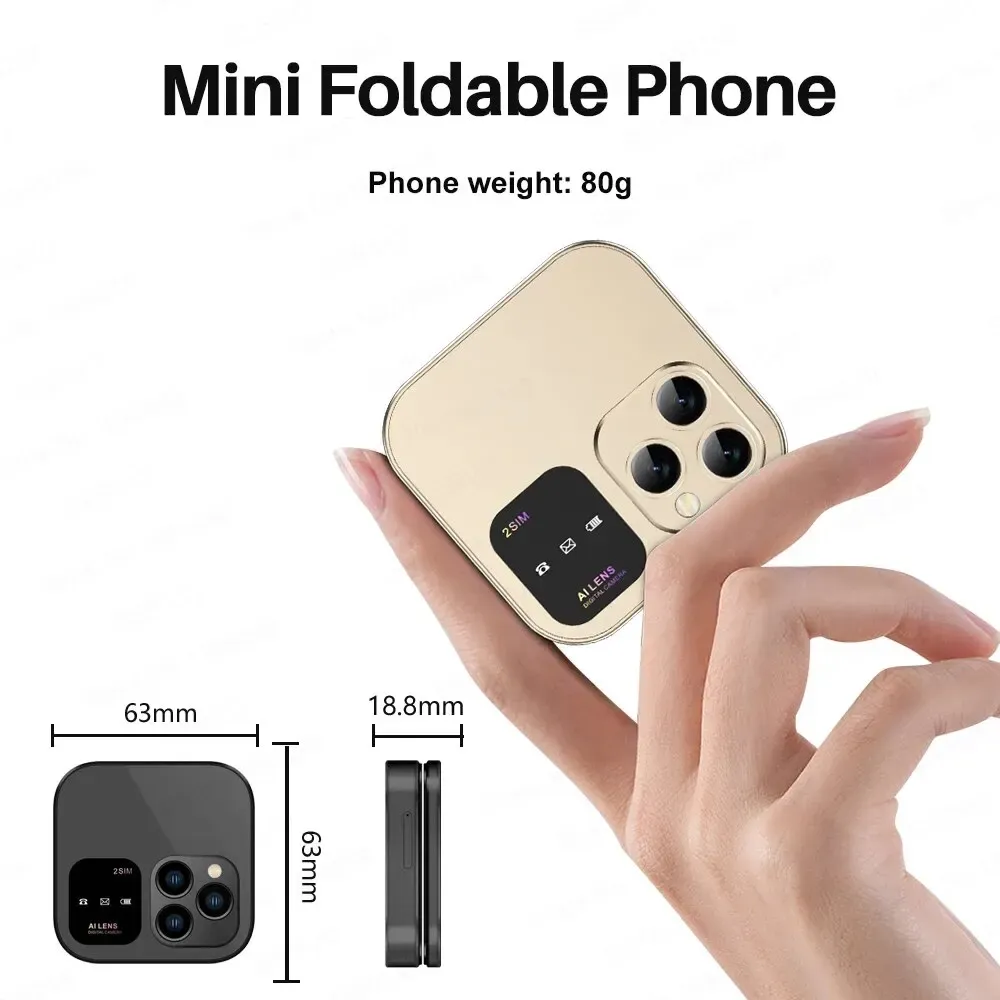 Luxury I16 Pro Mini Mini Mobile Phone 2G GSM Двойные сим -карты сотовые телефоны Скорость на циферблату видеоиплете