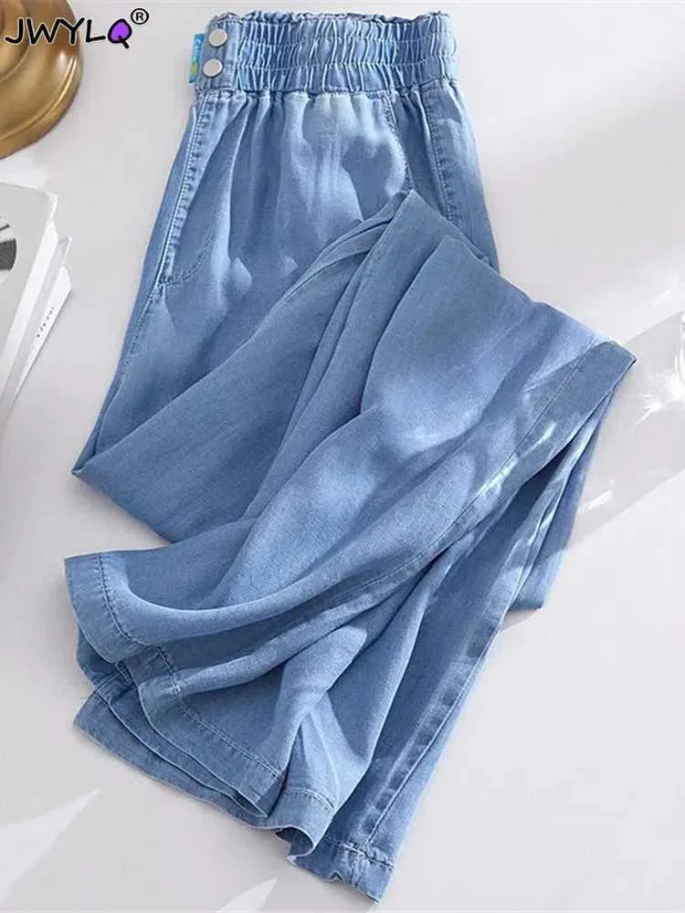 Dżinsy damskie nadmierne 4xl luźne kokkie dżinsy na nogi kobiety elastyczne workowate spodnie niebieskie letnie cienkie dżinsowe spodnie vaqueros y240422