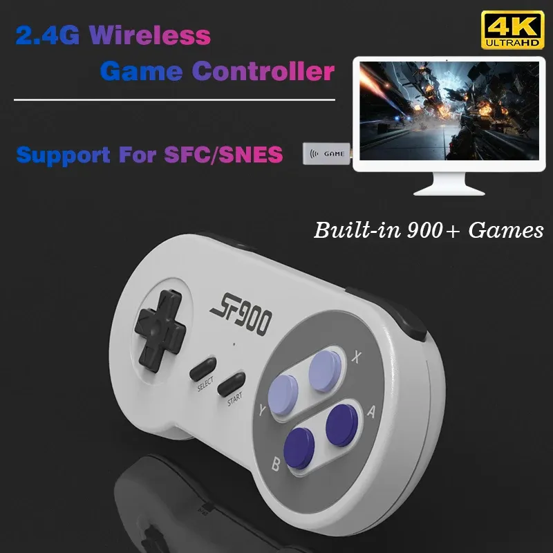 Konsoler 2.4G 16bit Mini Pocket Wireless HD TV/AV Output 4K Plugplay Classics Retro Video Game Station Stick Console Toys Electronics