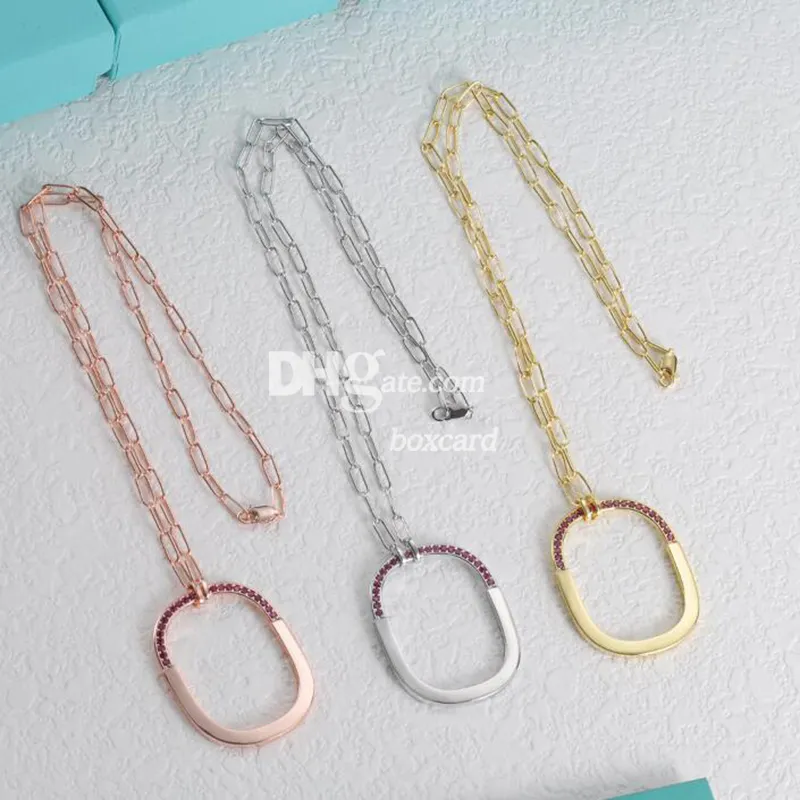 Lady Chain Pendant Necklaces Designer Sparkling Crystal Necklaces Rose Gold Necklaces Engagement Gift