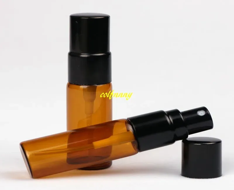 16MM DIA 3ml Amber glass Spray Perfume bottle 5ml Empty Essential oil Perfum bottle brown spray bottles