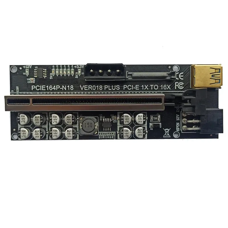 Ny PCI Express 1x till 16x Förstärk 009S PCI-E Riser Card SATA 6PIN POWER 0,6 M 1M USB3.0 Kabel för grafikkort PCI Express 1x till 16x Riser