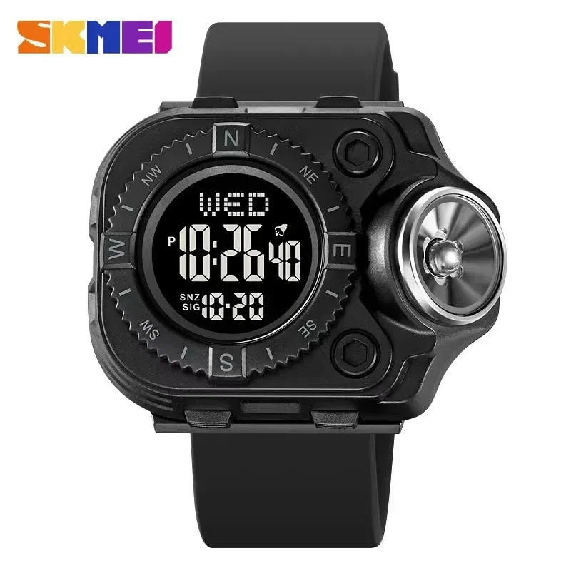 Watches SKMEI Men Back Light Display Digital Wristwatch Waterproof Alarm Stopwatch Clock Creative LED Flashlight Countdown Sport Watches