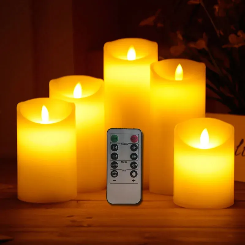 Vela de LED parpadeante Temporizador remoto Batería Candles sin ficha sin fama de parafina Dancing Wick Tea Light para el año 240417