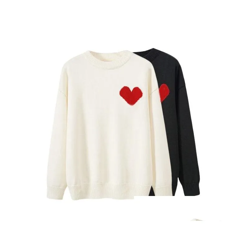 Women'S Sweaters Designer Sweater Love Heart A Embroidery Woman Lover Cardigan Knit Round Neck High Collar Womens Fashion Letter Whit Dhu1K