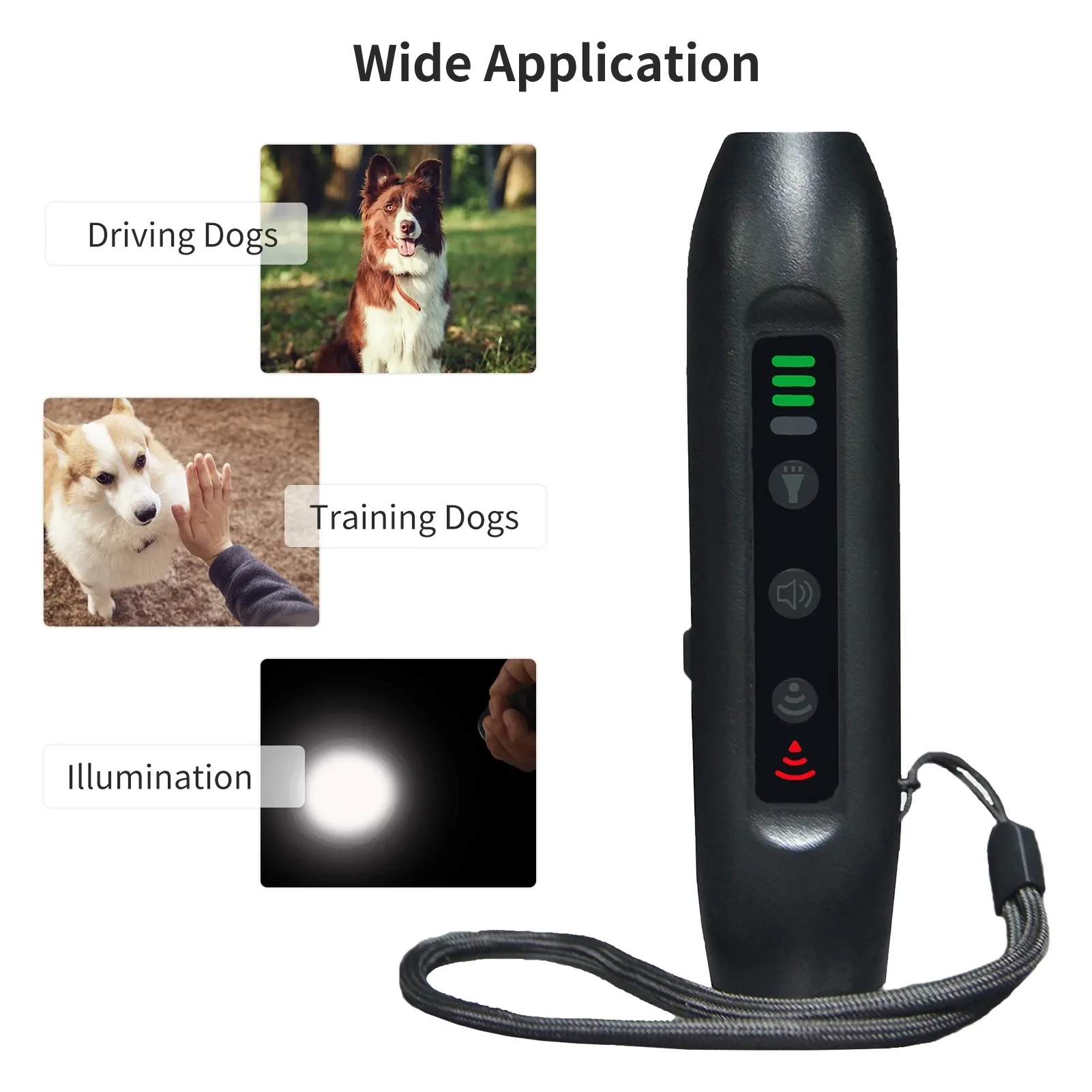 Repellents Dog Repeller Repellents Dogs Ultraljudsvågavskräckningar Elektroniska träningsenheter med ultraljud USB -laddningslampan LED