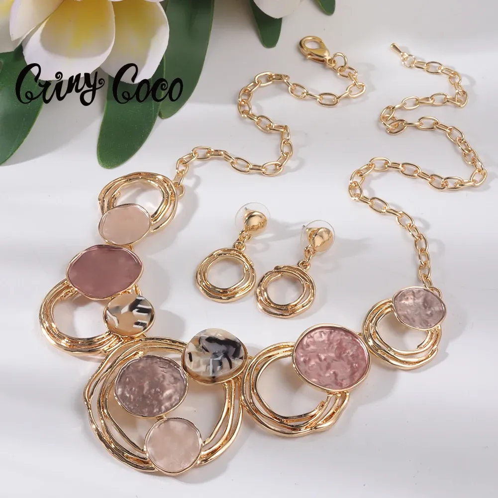 Necklaces Cring Coco Acrylic Necklaces Pendant Fashion Pink Choker New in Jewelry Geometric Necklace Mother's Day Gifts for Women Mom 2023